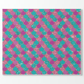 Mermaid Scales Glitter Violet Fuchsia Teal Rose Wrapping Paper (Flat)