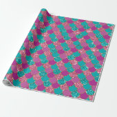 Mermaid Scales Glitter Violet Fuchsia Teal Rose Wrapping Paper (Unrolled)
