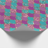 Mermaid Scales Glitter Violet Fuchsia Teal Rose Wrapping Paper (Corner)
