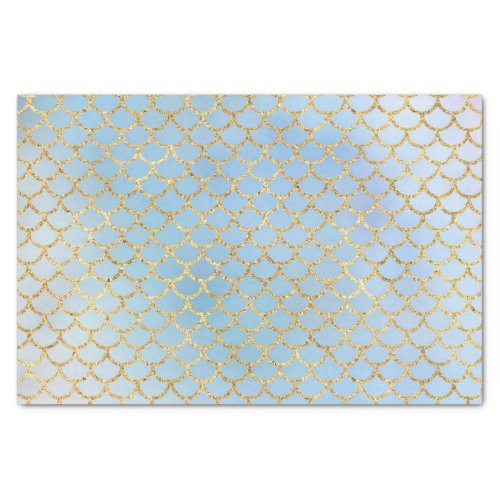 Mermaid scales ice blue gold glitter elegant tissue paper