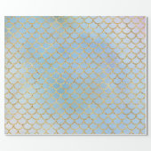 Mermaid scales ice blue gold glitter elegant wrapping paper (Flat)