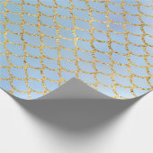 Mermaid scales ice blue gold glitter elegant wrapping paper (Corner)