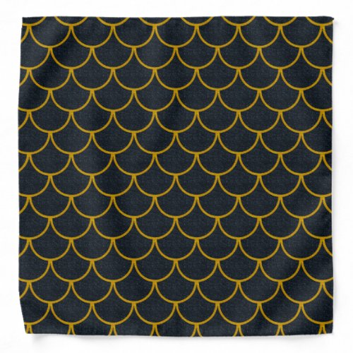 Mermaid Scales in Black and Gold Sparkle Bandana