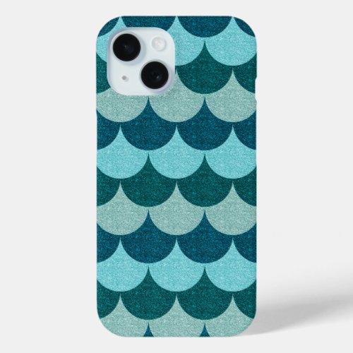Mermaid Scales in Blue Sparkle iPhone 15 Case