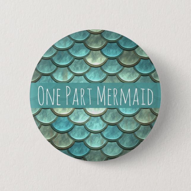 Mermaid Scales in Teal and Silver Button (Front)