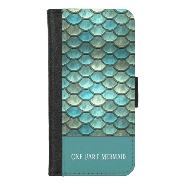 Mermaid Scales in Teal and Silver iPhone Wallet Case (Front)