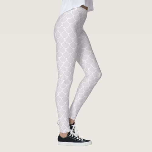 Mermaid Scales in White Sparkle Leggings