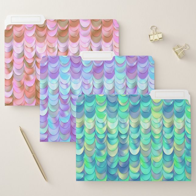 Mermaid Scales Iridescent Colorful File Folder (Set)