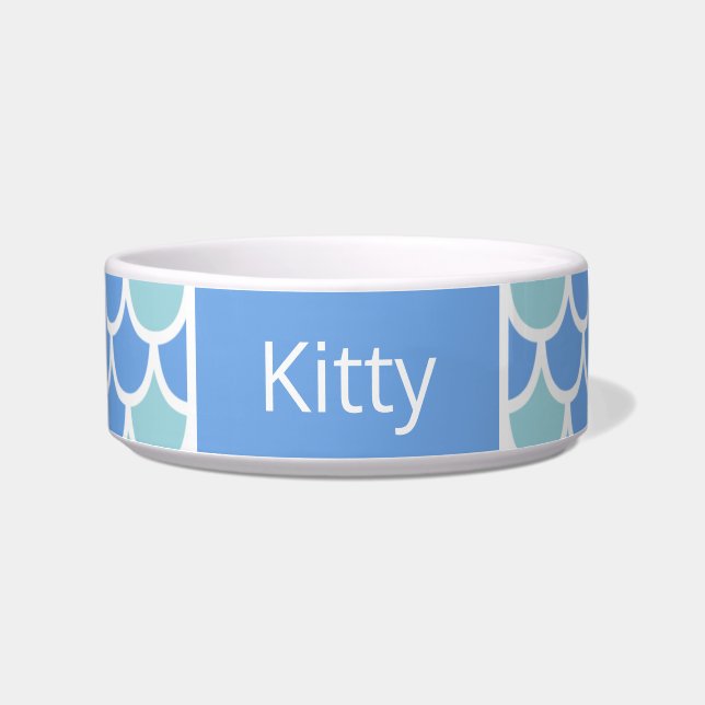 Mermaid Scales Kitty Cat Name Bowl (Front)
