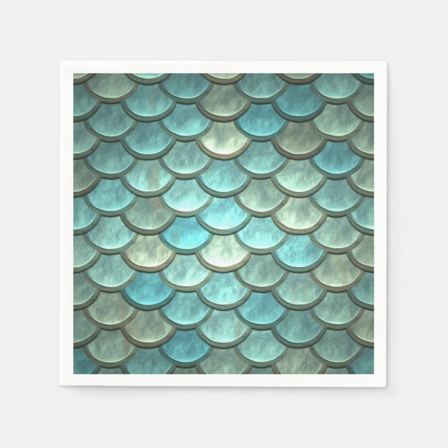 Mermaid Scales Mermaids Underwater Themed Party Napkins (Front)