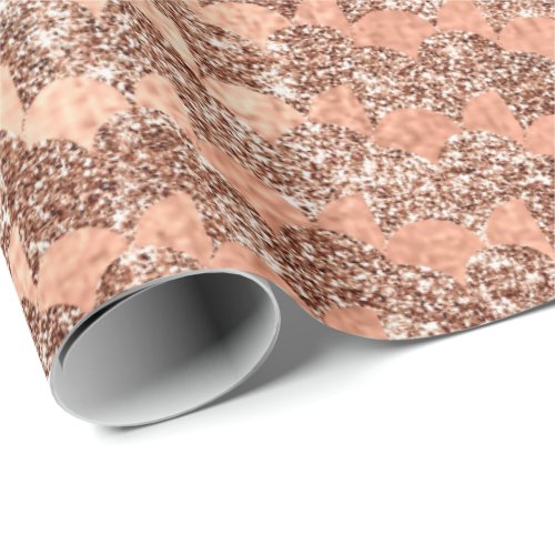 Mermaid Scales  Metallic Copper Glitter Rose Gold Wrapping Paper