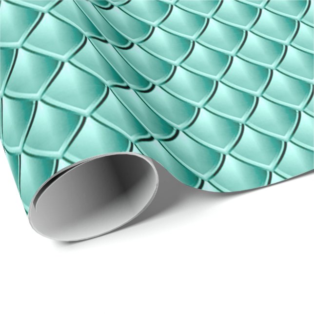 Mermaid Scales Mint Green Pastel Dragon Skin Wrapping Paper (Roll Corner)