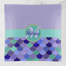 Mermaid Scales Monogram + Name | Purple Teal Aqua