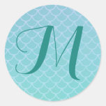 Mermaid Scales Monogram Sticker at Zazzle