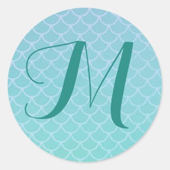 Mermaid Scales Monogram Sticker by purveyorofgeekery at Zazzle