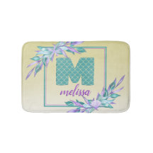 #Mermaid Scales #Monogram Watercolor Ombre Floral