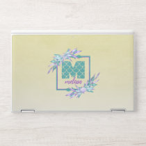 #Mermaid Scales #Monogram Watercolor Ombre Floral HP Laptop Skin