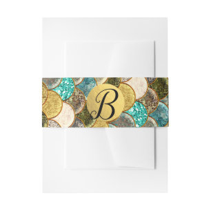 Mermaid Scales Multi Color Glitter Glam Party Invitation Belly Band