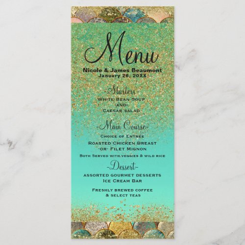 Mermaid Scales Multi Color Glitter Glam Party Menu