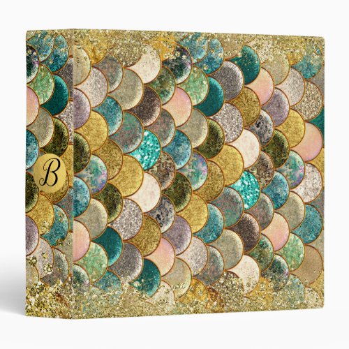 Mermaid Scales Multi Color Glitter Glam Trendy Binder