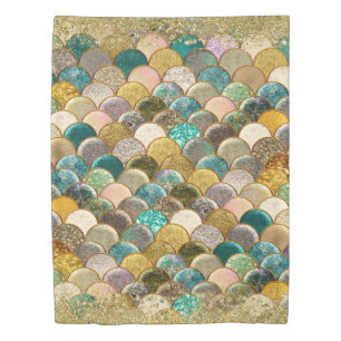 Mermaid Scales Multi Color Glitter Glam Trendy Duvet Cover