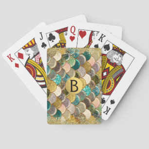 Mermaid Scales Multi Color Glitter Glam Trendy Poker Cards