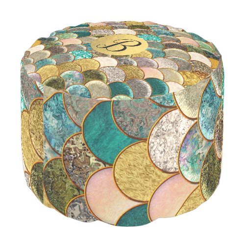 Mermaid Scales Multi Color Glitter Glam Trendy Pouf