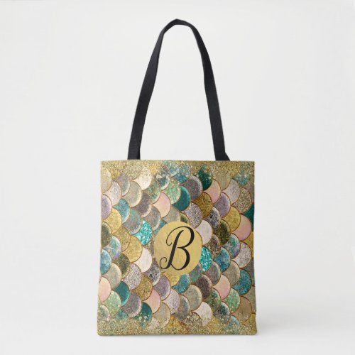 Mermaid Scales Multi Color Glitter Glam Trendy Tote Bag