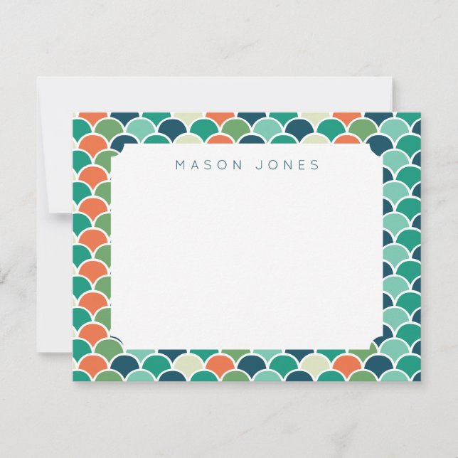 Mermaid Scales Multi Colored Personalized Kids Note Card (Front)