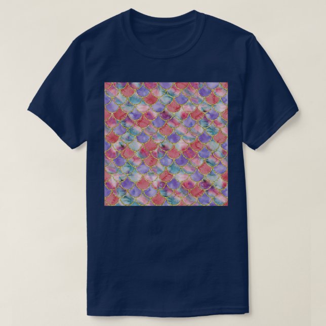 Mermaid Scales Neck Gator Purple Pink Mermaid Scal T-Shirt (Design Front)