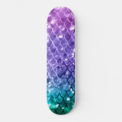 Mermaid Scales on Unicorn Girls Glitter 19 Skateboard