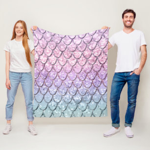 Mermaid Scales on Unicorn Girls Glitter #1 #shiny Fleece Blanket