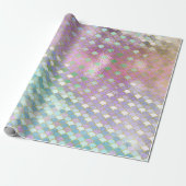 Mermaid Scales Pastel Gold Metallic Pink Wrapping Paper (Unrolled)