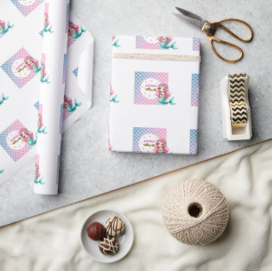 Mermaid scales pattern birthday party wrapping paper