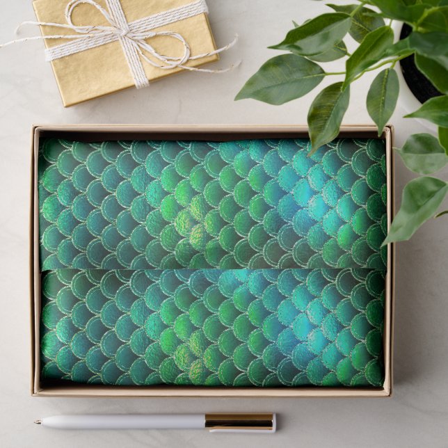Mermaid Scales Pattern Green ID600 Tissue Paper (Gift)
