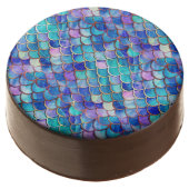 Mermaid Scales Pattern Little Girls Birthday Party Chocolate Covered Oreo (Angled)