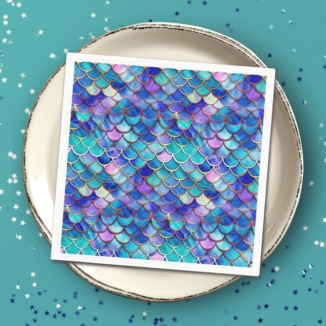 Mermaid Scales Pattern Little Girls Birthday Party Napkins (Creator Uploaded)