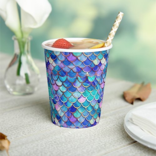 Mermaid Scales Pattern Little Girls Birthday Party Paper Cups