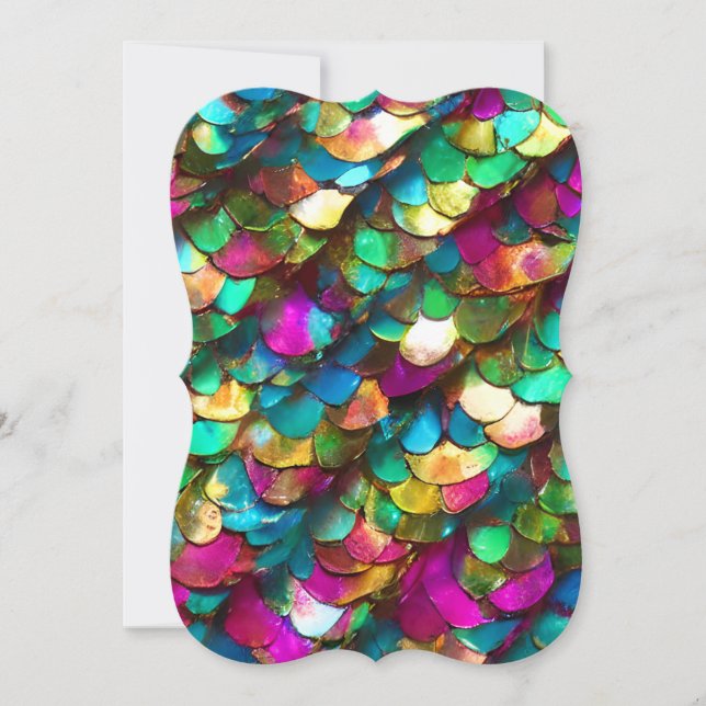 Mermaid Scales Pearled Diamond Mixed Media Graphic Note Card (Front)