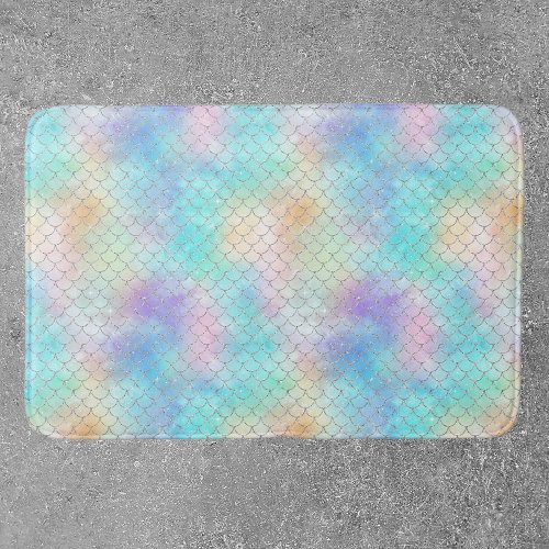 Mermaid Scales Pink Blue Bath Mat