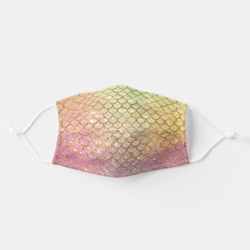Mermaid Scales Pink Gold Pattern Adult Cloth Face Mask