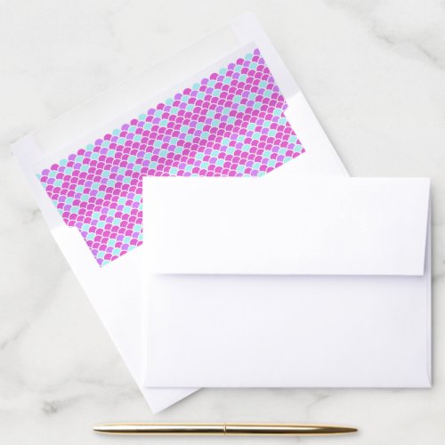 Mermaid scales pink purple aqua patterned envelope liner