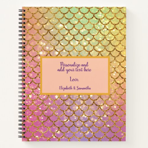 Mermaid scales pink purple sea Text Notebook