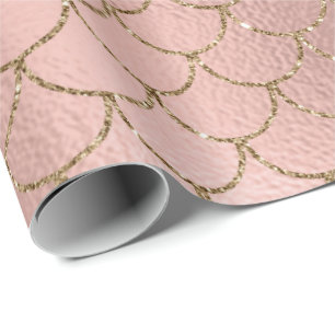 Mermaid Scales Pink Rose Gold Blush Princess Wrapping Paper