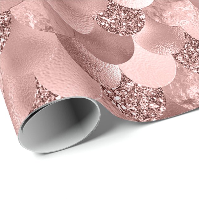 Mermaid Scales Pink Rose Gold Glitter Spark Blush Wrapping Paper (Roll Corner)