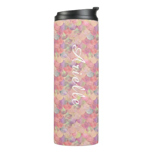 Mermaid Scales Pink Sparkly Summer  Thermal Tumbler