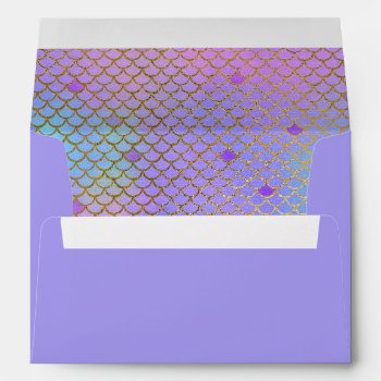 Mermaid Scales Purple Pastels Gold 5x7 Envelope by angela65 at Zazzle
