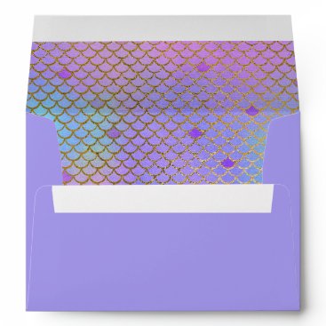 Mermaid Scales Purple Pastels Gold 5X7 Envelope