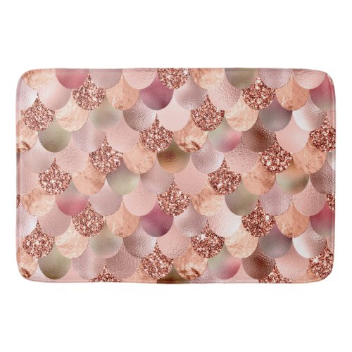 Mermaid Scales Rose Gold Glitter Spark Copper Big Bath Mat