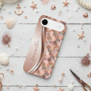 Mermaid Scales Rose Gold Handwritten Name Metal iPhone 17 Air Case